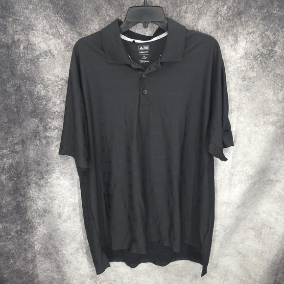 Adidas Polo Shirt Mens XL Black Golf Striped Hyundai Short Sleeve Climacool *